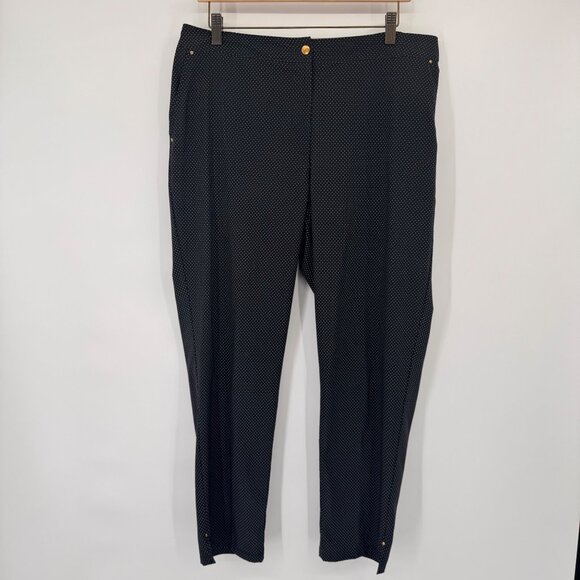 CHICOS 2 zenergy Womens Size large black Polka Dot Stretch Pull-On Ankle Pants - Picture 2 of 10
